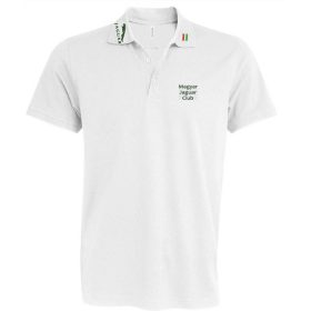   Férfi prémium fehér póló zöld Jaguar Club hímzéssel, galléron zászlóval