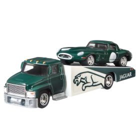   Jaguar E-Type tréleren - Hot Wheels modell makett bontatlan csomagolásban 1:62
