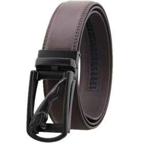 Barna bőr öv jaguaros matt fekete csattal 60-130 cm