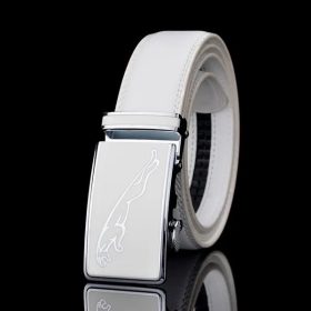 Fehér bőr öv jaguaros csattal 60-130 cm